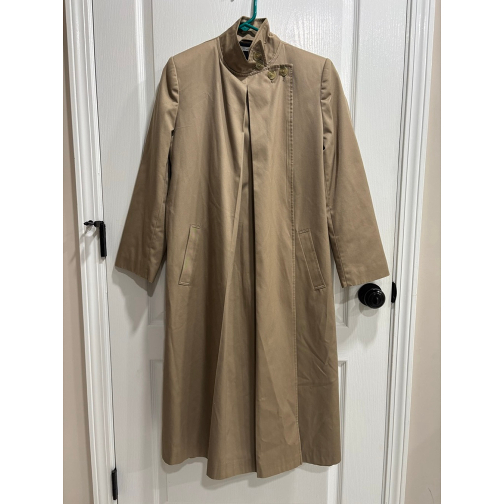 Made in Poland Beige Business Trench Coat, Full Pleat Front, Small